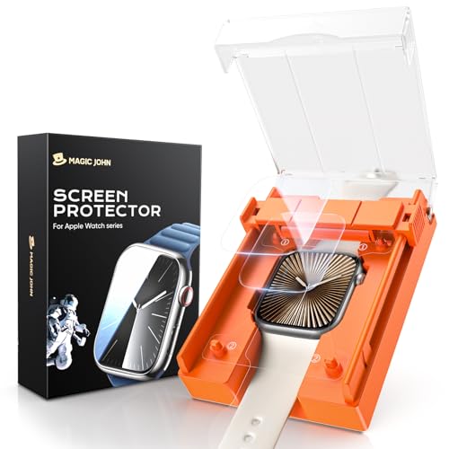 Image of MAGIC JOHN 2 Pack for Apple Watch 42MM Series 11 /Series 10 Screen Protector | [Automatic Align Tech] Self-Healing Flexible EPU Film,HD Transparent, Anti Scratch, Bubble Free