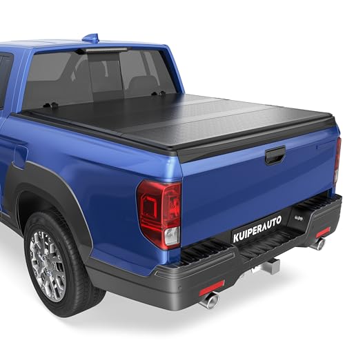 KUIPERAUTO FRP Hard Tri Fold Truck Bed Tonneau Cover Fleetside Compatible with 2017-2026 Honda Ridgeline 5FT Bed Cover On Top 64 inch (w/o Ram Box)