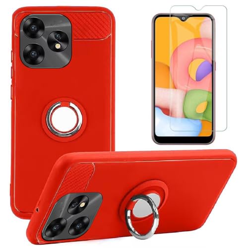 NUU A25 Case and Tempered Glass Screen Protector, [Magnetic Car Mount] TPU Cover Case and Screen Protector Compattible with NUU A25 (Red)