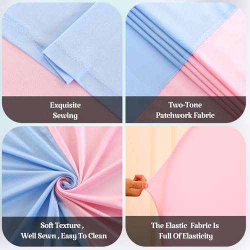 Image of 7.2FT 6FT Arch Backdrop Cover for Wedding, Set of 2 Stretchy Spandex Fitted Arch Stand Cover for Baby Shower, Birthday Party Decor, Chiara Backdrop Cover with Double-Sided Design(Pink, Blue)