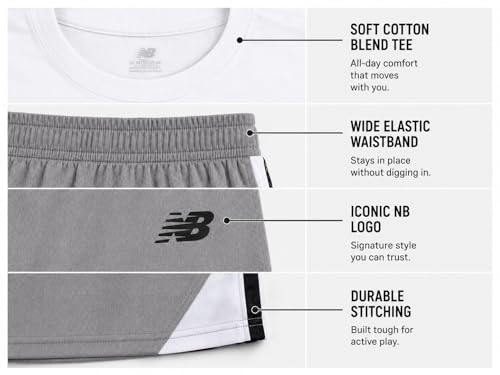 Image of New Balance Boys Athletic Shorts Set - 2 Piece Cotton Blend Jersey Shirt and Active Basketball Shorts for Boys