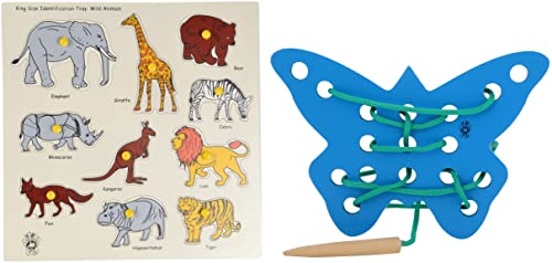 Skillofun - SFS-44D Wooden Kingsize Identification Tray Wild Animals with Knobs for Kids, Multi Color&Skillofun Butterfly Sewing Toy, Multicolour (B0B9GWDVG5) Amazon Price History, Amazon Price Tracker