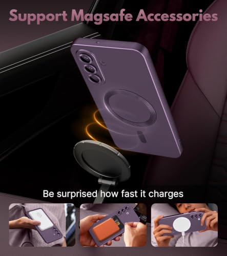 Image of DIZORO Samsung A37 Case, Compatible with MagSafe Back Cover, Matte Luxury Metallic Luster Flexible TPU Wireless Charging Shockproof Case with Camera Protector - Deep