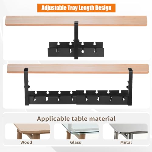 Image of Dyazo Under Desk Cable Management Tray | Adjustable 28.5-55 CM Metal Cable Organizer Rack | No-Drill Wire Management Shelf for Power Strip, Extension Board, Router, Network & Charging Cables (Black)