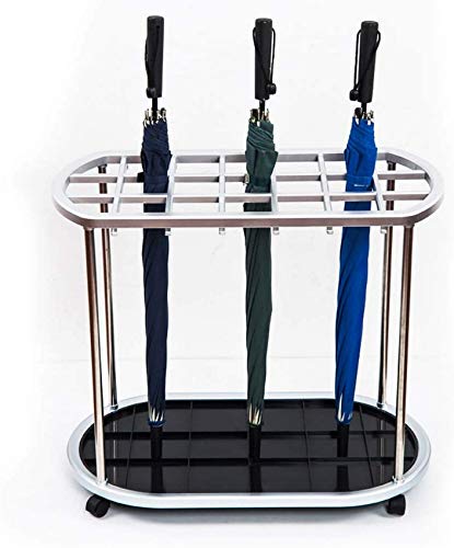 FCXBQ Umbrella Stand Umbrella Racks Leichte kommerzielle Regenschirmhalterung, bietet Platz für 33 Regenschirme, Restaurant, Hotel, Bankbüro, Regenschirmhalter mit großer Kapazität, mit Rollen, 21 Cover