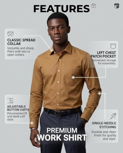 Image of INKAST Men's Cotton Blend Plain Formal Shirt | Full Sleeves Solid Shirts| Straight Regular Fit | Office and Regular Wear