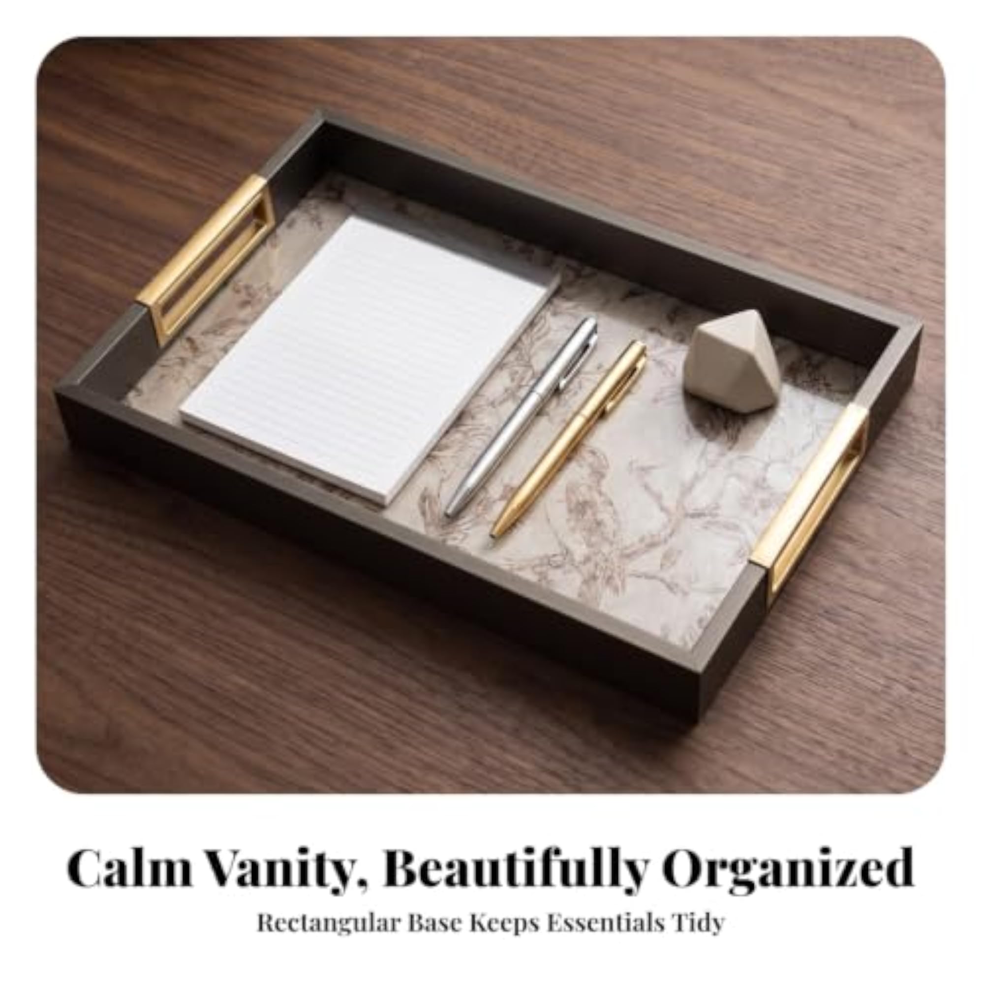 Decorative Rectangular Tray with Handles, Elegant Home Decor