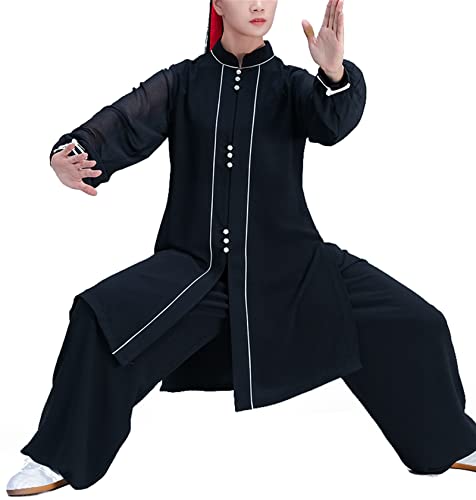 Amhuui Frauen Martial Arts Uniform, Shaolin Mönch Unisex, Tai Chi Anzug Chinesische Kung Fu Kleidung Baumwolle Wing Chun Kleidung Zen Meditation, Meditation Robe Breit Cover