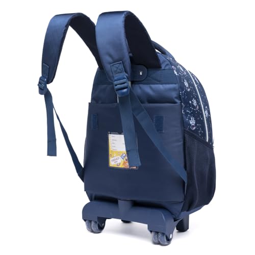 Kit Mochila de Rodinhas Lancheira Térmica Estojo Infantil Escolar Masculino (Azul)