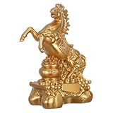 Fusion culturelle : la figurine de cheval en résine dorée combine des éléments chinois traditionnels avec un design moderne, s'intégrant à n'importe quel style de décoration, figurine de cheval en résine dorée, ornement de fortune en résine pour cheval