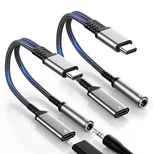 NEUTYPECHIC 2 Piezas Adaptador USB C a Jack 3.5 mm, Adaptador Jack a USB C 2 en 1, Adaptador Auriculares Tipo c Admite Carga Rápida 60W, adaptador Tipo c a jack Compatible para Huawei, Xiaomi, Samsung