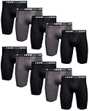 IZOD Men's Underwear – Long Leg Performance Boxer Briefs (10 Pack), Size Medium, Black/Grey