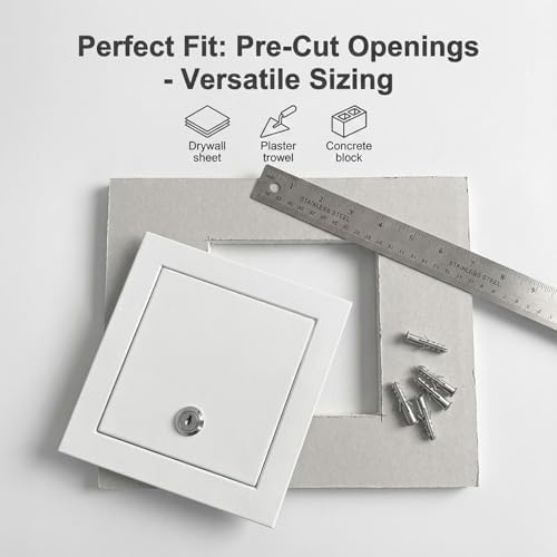 Duvar ve Tavan için Boyanabilir Metal Erişim Paneli Sıhhi Tesisat için Anahtar Kilidi Erişim Kapısı Elektrik ve HVAC Bakımı (50x50cm) Dayanıklı Muayene Kapağı - Görsel 6