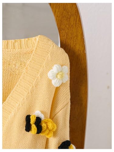 Verdusa Girl's Cute 3D Floral Cartoon Cardigan Sweaters Open Front Knit Outerwear3