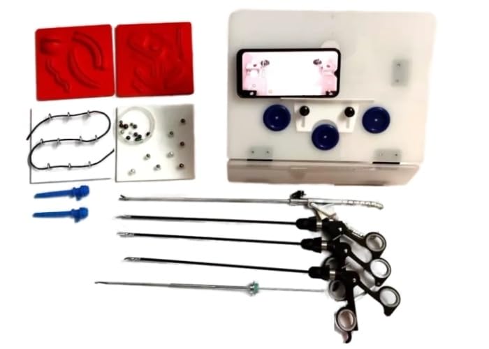 Laparoscopic Foldable Box Easy to Carry Endo Trainer Simulator Training Box Practicing Instrument Grasper Dissectors Curved Scissors Needle Holder Set (B0D86Y67ZM) Amazon Price History, Amazon Price Tracker