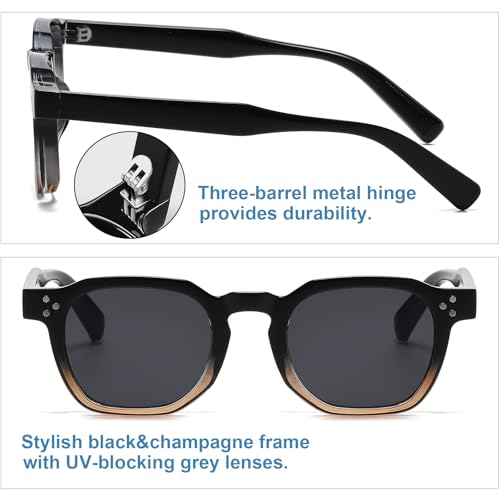 Image of Gleyemor Stylish Retro Sunglasses for Men Women Fashion Vintage Square Sunglasses UV400 Protection Shades