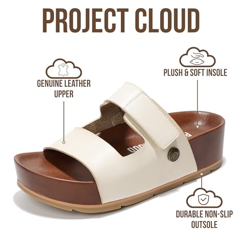 Image of Project Cloud 100% Genuine Leather Platform Sandals Women Footwear-Beach Essentials Summer Wedges with Plush and Soft Insole-Non Slip & Lightweight Wedge Sandals For Women 2026