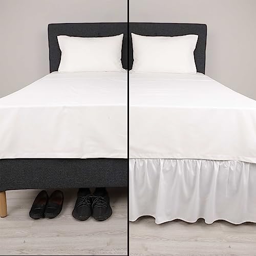 Martex Basic Dust Ruffle Solid Polyester Machine Washable Hotel Quality 15-Inch Drop Full Bed Skirt, Full, White #TOP1