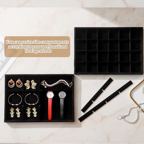 Image of Large Velvet Jewelry Tray Display Drawer Inserts 2 Pack