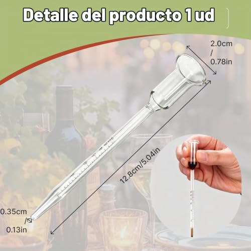 Miniatura 2 de Vinometro De Cristal 0-25 Alcohómetros Para Vino Y Cerveza, Densímetro Sólido De Precisión Para Medir El Alcohol, Hidrómetro Fácil De Leer, Báscula De Alcohol Ideal Para Vino Y Elaboración Artesanal
