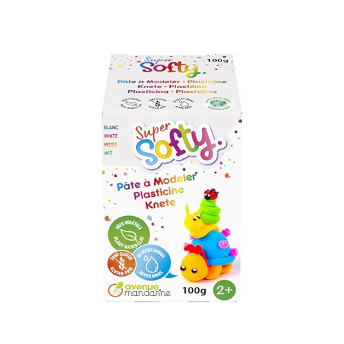 AVENUE MANDARINE SO0880100010C - A 100 G Box of Softy Modelling Clay - from 2 Years Old - White Colour - Very Soft Dough - Children's Creative Leisure Activity