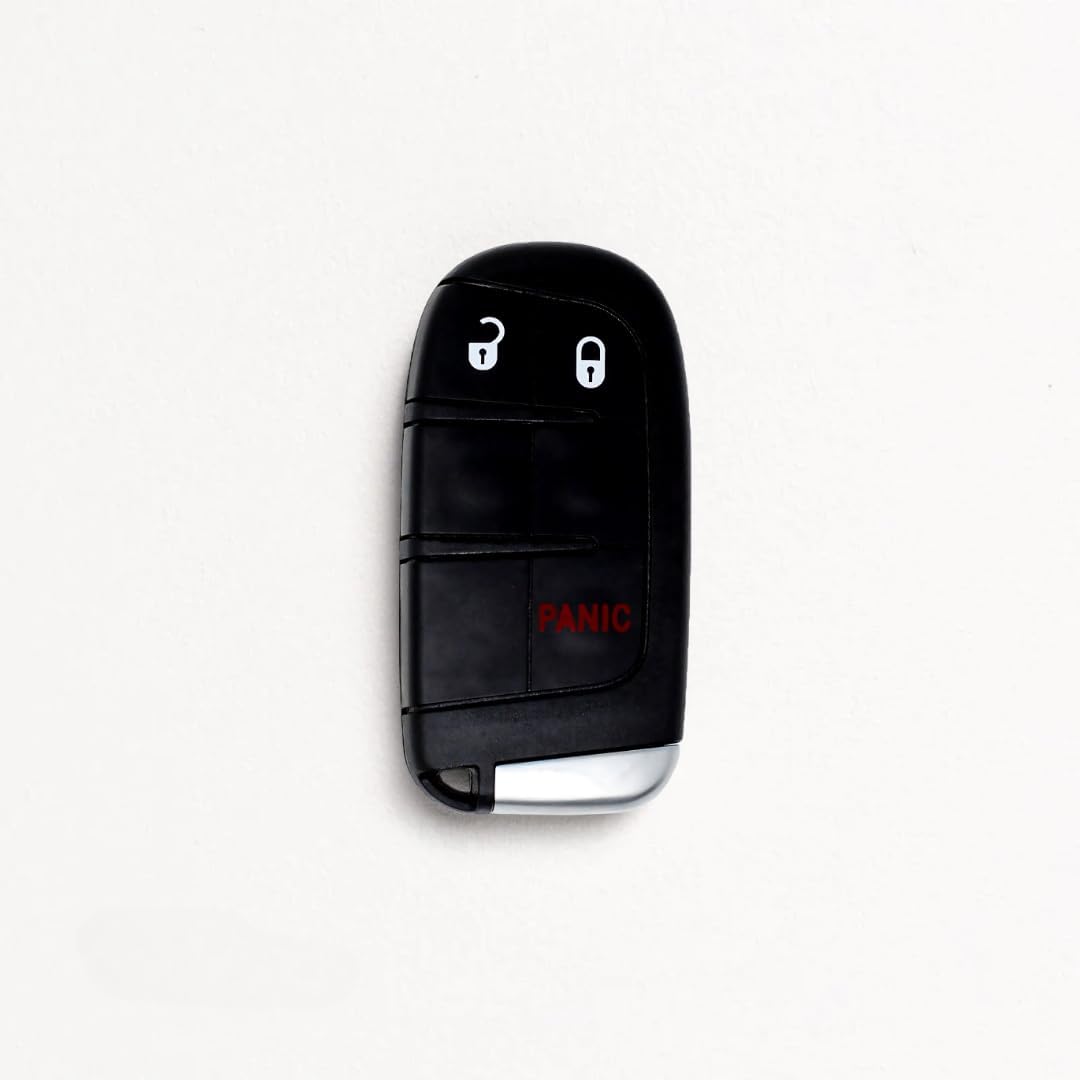 Replacement Remote Key Fob Compatible with Jeep, Dodge, and RAM, Simple Key (Lock, Unlock, Panic (3-Button (Lock,Unlock,Panic), 1 Key Fob & 1 Key Ring)