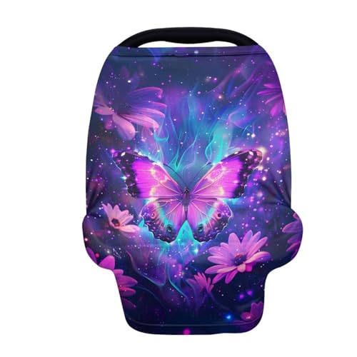 Image of Galaxy Butterfly Nursing Cover for Baby Infant, Carseat Canopy, Soft Breastfeeding Covers Baby Nursing Cover Easy to Install