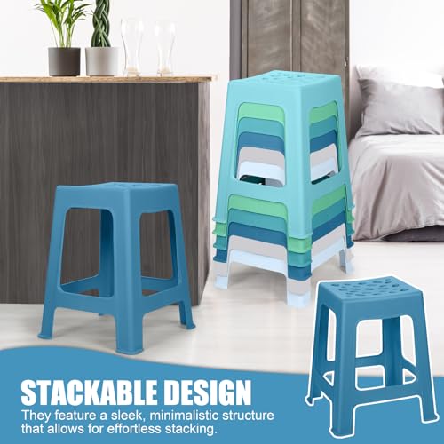 Image of TURSTIN 12 Pack Plastic Stools 16.9 Inch Nesting Stools 6 Color Portable Backless Bar Stool Flexible Seating Chairs for Classroom Office Home