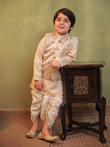 Image of AJ DEZINES Kids Ethnic Wear Kurta Waistcoat and Dhoti Pant for Boys