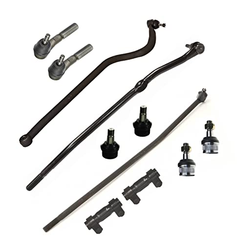 PartsW - 11 PC Suspension Kit for Dodge Ram 1500 1998-1999 4WD/ Dodge Ram 2500 1998-1999 4WD Models/Upper & Lower Ball Joints + Drag Links Tie Rod Ends + Adjusting Sleeve
