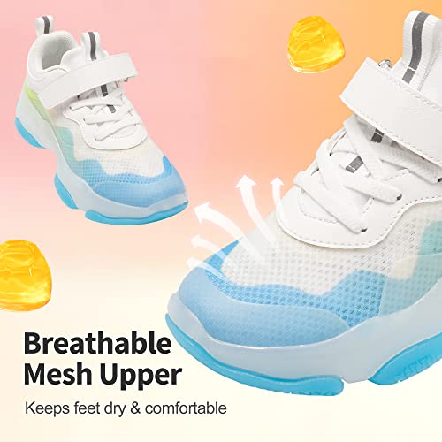 Dream Pairs Girls Boys Toddler Slip-On Sneakers Lightweight Breathable Little Kid Walking Shoes White/Blue Size 3 Little Kid Sdfs2316K #TOP1