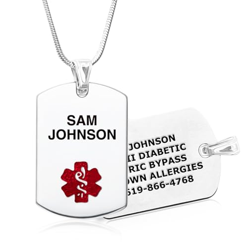 Divoti Custom Engraved Stainless Steel Medical Alert ID Necklace |