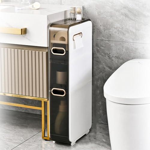 Amazon.com: 3-Tiers Slim Bathroom Storage Cabinet Narrow Bathroom Floor ...