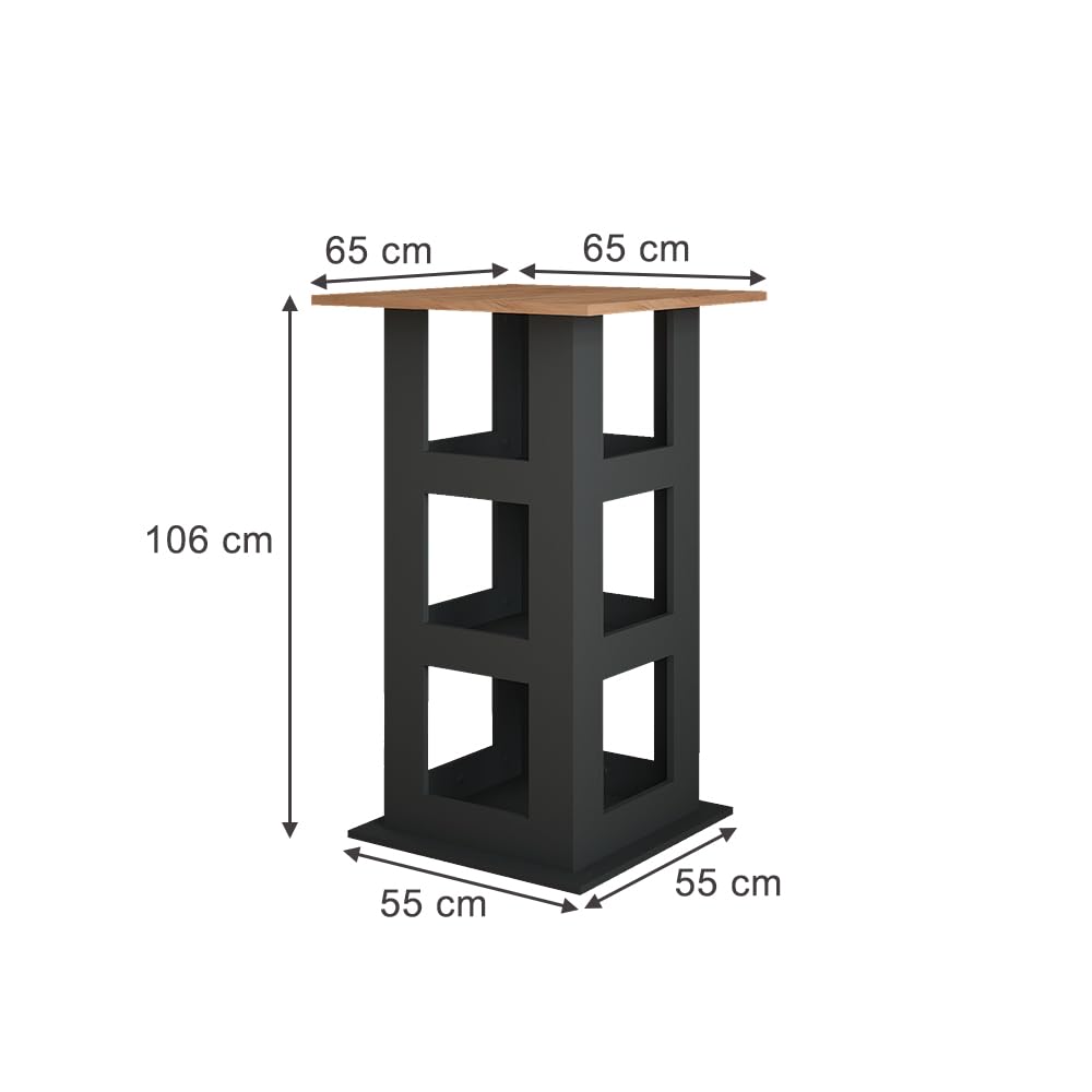 Vicco Bartisch Repose, Goldkraft Eiche/Anthrazit, 65 x 65 cm, ideal als Stehtisch für Küche, Esszimmer oder Bistro
