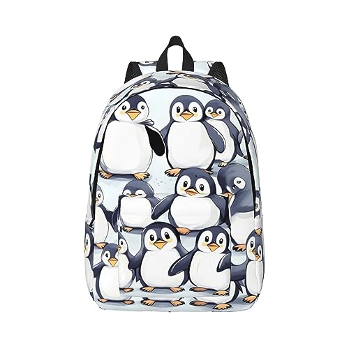 MDATT Lightweight Backpack with 1 Main Compartment, Front Pocket with Moonlight Headlight, Many Cute Penguins Baby Sketch, M