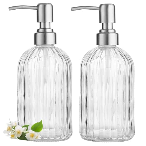Image of 2 Pack Clear Glass Hand Soap Dispenser Set