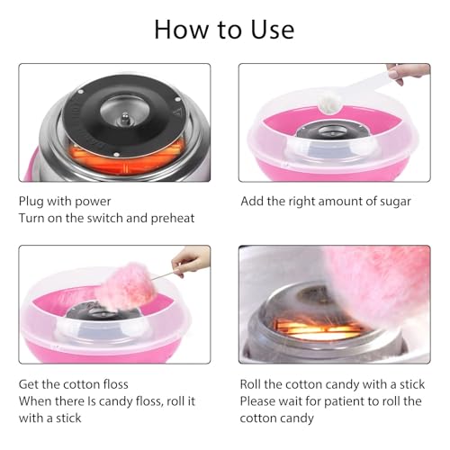 Youyijia Candy Floss Machine Professional Automatic Candy Floss Maker Machine Round Cotton Sugar Machine (Pink) - Image 7