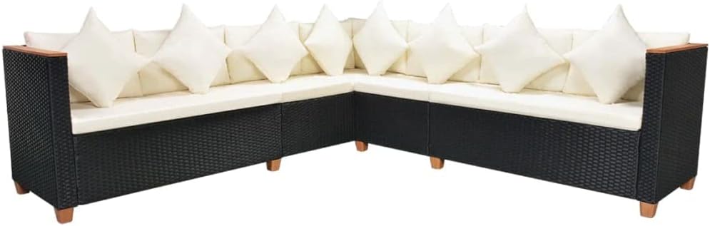 6-tig Patio Furniture Set Black Cream White Modular Sofa Style Comfort Lounging Hosting