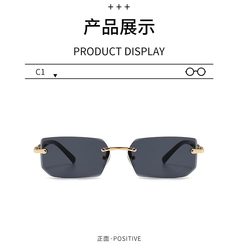 Lunettes de soleil sans monture légères avec verres rectangulaires C2 - 3
