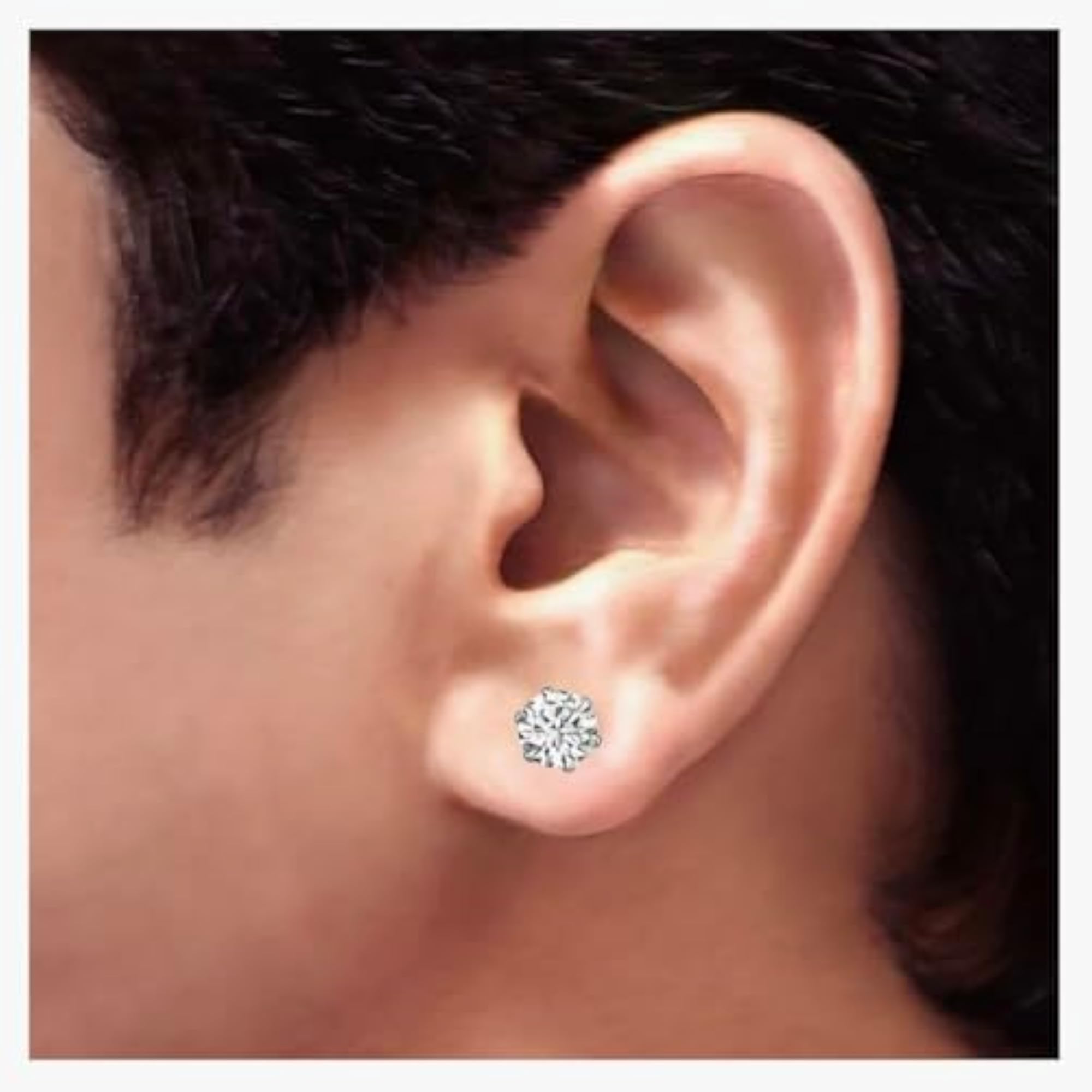 Unisex Trendy Solitaire Single Stone Cubic Zirconia Bali Studs Earrings