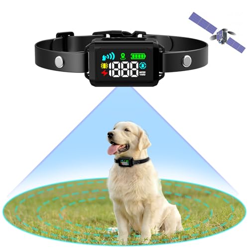 GPS Wireless Dog Fence , Electric Fence for Dogs, Perimeter Collar Fence System, Radius 33-1999 Yards, Beep Vibration Shock Correction,Pet Containment System for Outdoor Use, for Pets Over 18 Lbs