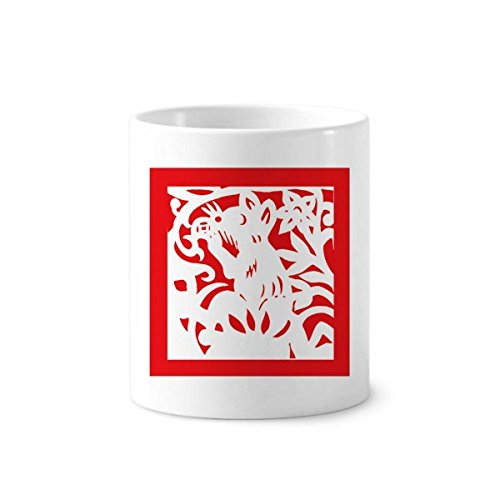 Pot à crayons céramique zodiaque rat blanc tasse 350ml pour rangement de bureau