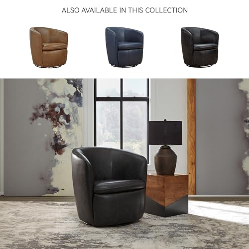 Signature Design by Ashley Leather Swivel Accent Chair, Midnight - image 3