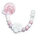 Pacifier Clip 2-Pack Rose Silicone Beaded Binky & Soothie Holder, Baby Dummy