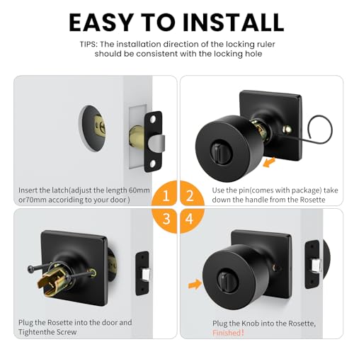 Goldenwarm Matte Black Door Knobs Interior, Privacy Door Knob for Bedroom Door Knob, Black Interior Door Knobs Privacy Lock 1 Pack by Goldenwarm - Image 6