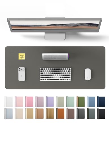 YSAGi Leather Desk Protector, Office Mat, Large Mouse Mat, Non-Slip PU Leather Blotter, Laptop Desk, Waterproof Writing Pad for Office and Home (Dark Grey, 23.6" x 13.8")