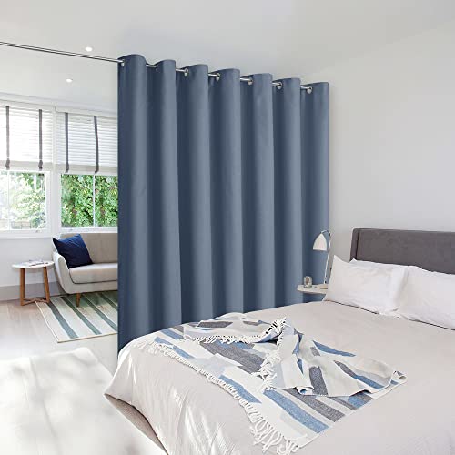 Image of NICETOWN Room Divider Curtain Screen Partition, Vertical Blind for Sling Door, Blackout Window Curtain, Privacy Blind for Patio, Extra Wide Drape (Stone Blue, Single Panel, 12.5ft Wide x 8ft Long)