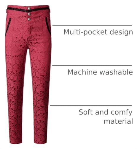 Image of VATPAVE Mens Gothic Pants Cosplay Costume Trousers Steampunk Victorian Pants