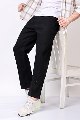 Image of EditLook Men's Denim Cotton Blend Oversized Loose Baggy Fit Mid Rise Jeans Pants for Men
