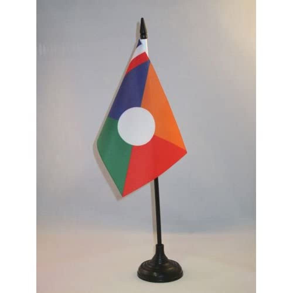 AZ FLAG - Reunion alternative Table Flag 4'' x 6'' - French region of La Réunion Office Mini Banner 100% Polyester 15 x 10 cm - Mini Desk Flag with 10'' Pole and Black Plastic Base — image 1